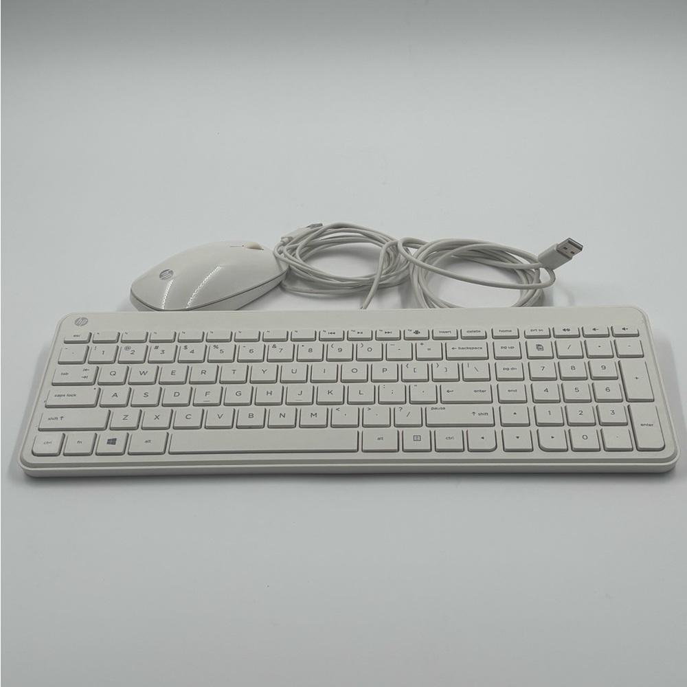 HP White Wired Keyboard and Mouse Set - Used - Great Working Condition
